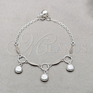 Sterling Silver Bracelet — Charm Bracelet Shell Design Polished 03. 01 MM — main product view — SKU 157961 | Plata 925 brazalete — Charm Bracelet Shell diseño pulido 03. 01 MM — SKU 157961