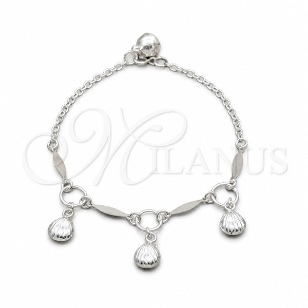 Sterling Silver Bracelet — Charm Bracelet Shell Design Polished 03. 01 MM — main product view — SKU 157961 | Plata 925 brazalete — Charm Bracelet Shell diseño pulido 03. 01 MM — SKU 157961