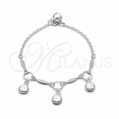 Sterling Silver Charm Bracelet, Shell Design, Polished, Silver Finish, 03.409.0101.08 (01 MM Thickness, 8 for wholesale, main product view