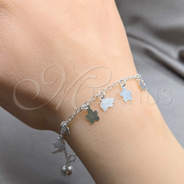 Sterling Silver Bracelet — Charm Bracelet Flower and Elephant Design Polished 03. — alternate product view — SKU 157963 | Plata 925 brazalete — Charm Bracelet flor and Elephant diseño pulido 03. — SKU 157963