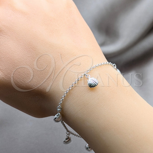 Sterling Silver Bracelet — Charm Bracelet Shell Design Polished 03. 01 MM — alternate product view — SKU 157964 | Plata 925 brazalete — Charm Bracelet Shell diseño pulido 03. 01 MM — SKU 157964
