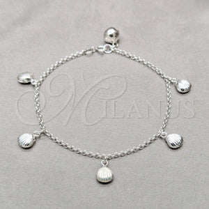 Sterling Silver Bracelet — Charm Bracelet Shell Design Polished 03. 01 MM — main product view — SKU 157964 | Plata 925 brazalete — Charm Bracelet Shell diseño pulido 03. 01 MM — SKU 157964
