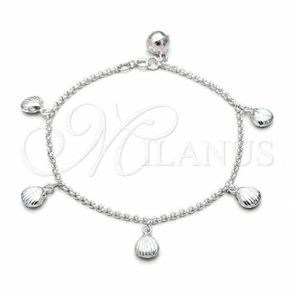 Sterling Silver Bracelet — Charm Bracelet Shell Design Polished 03. 01 MM — main product view — SKU 157964 | Plata 925 brazalete — Charm Bracelet Shell diseño pulido 03. 01 MM — SKU 157964