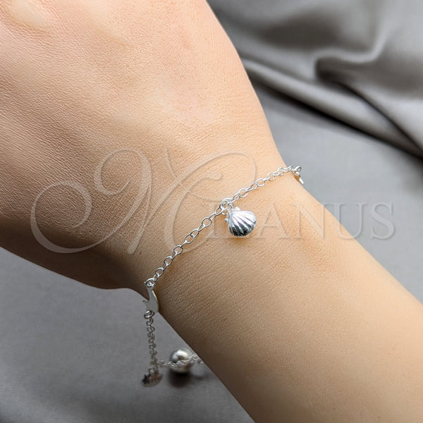 Sterling Silver Bracelet — Charm Bracelet Shell and Moon Design Polished 03. — alternate product view — SKU 157965 | Plata 925 brazalete — Charm Bracelet Shell and Moon diseño pulido 03. — SKU 157965
