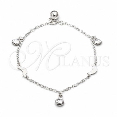 Sterling Silver Charm Bracelet, Shell and Moon Design, Polished, Silver Finish, 03.409.0105.08 (01 MM for wholesale, main product view