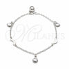 Sterling Silver Charm Bracelet, Shell and Moon Design, Polished, Silver Finish, 03.409.0105.08 (01 MM Thickness, 8 Inches Length)