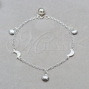 Sterling Silver Bracelet — Charm Bracelet Shell and Moon Design Polished 03. — main product view — SKU 157965 | Plata 925 brazalete — Charm Bracelet Shell and Moon diseño pulido 03. — SKU 157965