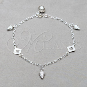 Sterling Silver Bracelet — Charm Bracelet Grape and Square Franco Design Polished — main product view — SKU 157966 | Plata 925 brazalete — Charm Bracelet Grape and Square Franco diseño pulido — SKU 157966