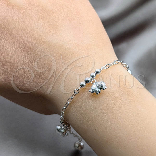 Sterling Silver Bracelet — Charm Bracelet Elephant and Ball Design Polished 03. — alternate product view — SKU 157967 | Plata 925 brazalete — Charm Bracelet Elephant and Ball diseño pulido 03. — SKU 157967