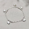 Sterling Silver Charm Bracelet, Elephant and Ball Design, Polished, Silver Finish, 03.409.0107.08 (01 MM Thickness, 8 Inches Length)