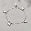 Sterling Silver Charm Bracelet, Elephant and Ball Design, Polished, Silver Finish, 03.409.0107.08 (01 MM Thickness, 8 Inches Length)