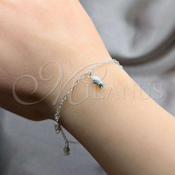 Sterling Silver Bracelet — Charm Bracelet Grape Design Polished 03. 01 MM — alternate product view — SKU 157968 | Plata 925 brazalete — Charm Bracelet Grape diseño pulido 03. 01 MM — SKU 157968