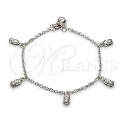Sterling Silver Charm Bracelet, Grape Design, Polished, Silver Finish, 03.409.0108.08 (01 MM Thickness, 8 Inches Length)
