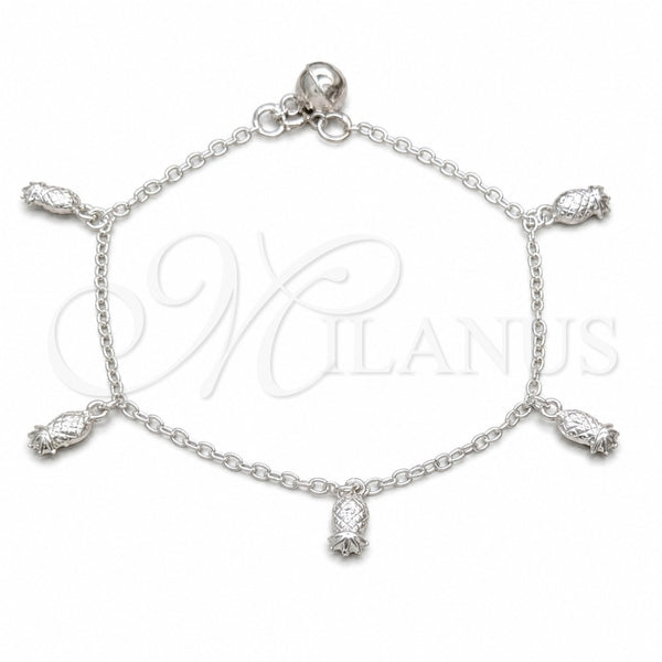 Sterling Silver Charm Bracelet, Grape Design, Polished, Silver Finish, 03.409.0108.08 (01 MM Thickness, 8 Inches Length)