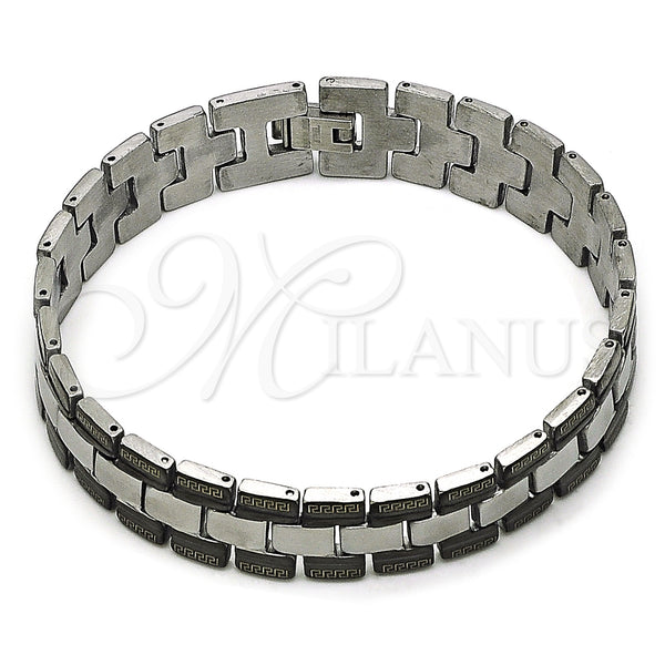 Stainless Steel Bracelet — Solid Bracelet Greek Key Design Polished Two Tone — main product view — SKU 157969 | Acero Inoxidable brazalete — sólido Bracelet Greek Key diseño pulido Two Tone — SKU 157969