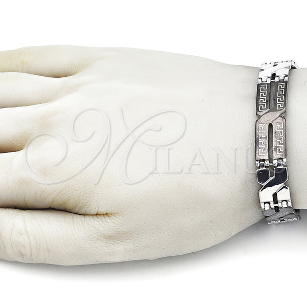 Stainless Steel Bracelet — Solid Bracelet Greek Key Design Polished Two Tone — alternate product view — SKU 157970 | Acero Inoxidable brazalete — sólido Bracelet Greek Key diseño pulido Two Tone — SKU 157970