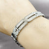 Stainless Steel Solid Bracelet, Greek Key Design, Polished, Two Tone, 03.114.0283.2.08 (12 MM Thickness, 8 Inches Length)
