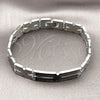 Stainless Steel Solid Bracelet, Greek Key Design, Polished, Two Tone, 03.114.0283.2.08 (12 MM Thickness, 8 Inches Length)