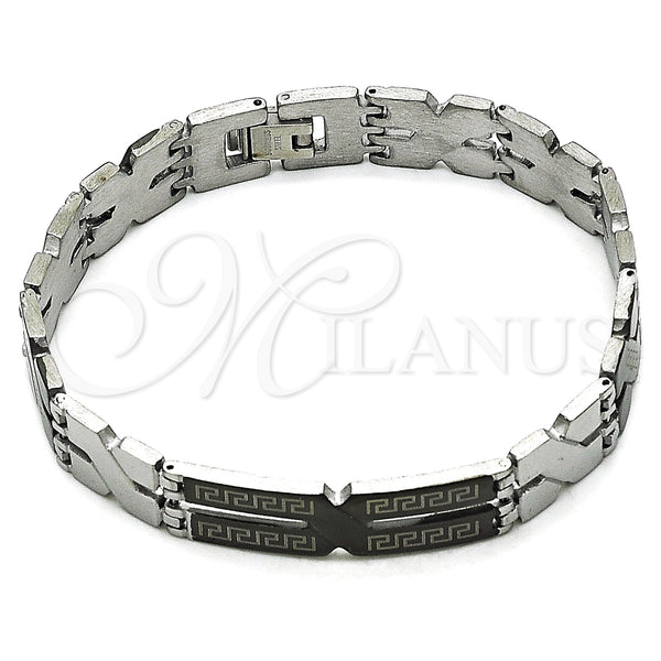 Stainless Steel Bracelet — Solid Bracelet Greek Key Design Polished Two Tone — main product view — SKU 157970 | Acero Inoxidable brazalete — sólido Bracelet Greek Key diseño pulido Two Tone — SKU 157970