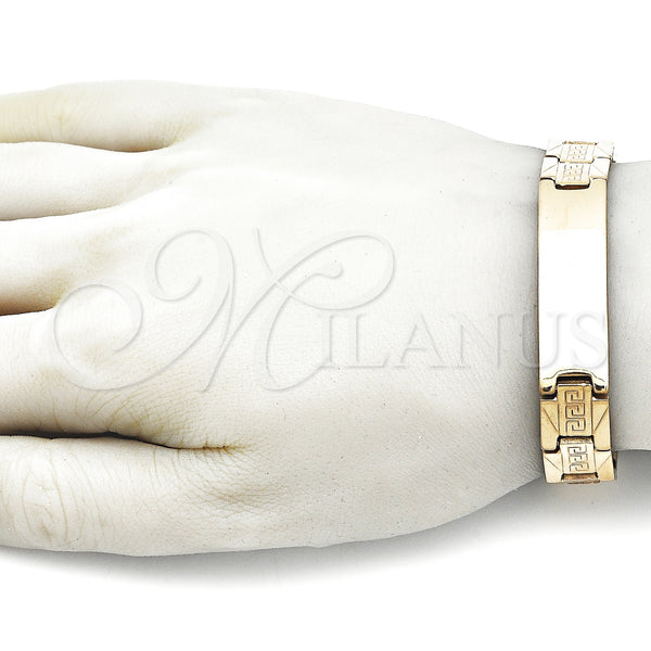 Stainless Steel Bracelet — Solid Bracelet Greek Key Design Polished 03. 13 — alternate product view — SKU 157971 | Acero Inoxidable brazalete — sólido Bracelet Greek Key diseño pulido 03. 13 — SKU 157971