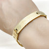 Stainless Steel Solid Bracelet, Polished, Golden Finish, 03.114.0238.2.09 (13 MM Thickness, 9 Inches Length)
