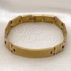 Stainless Steel Solid Bracelet, Polished, Golden Finish, 03.114.0238.2.09 (13 MM Thickness, 9 Inches Length)