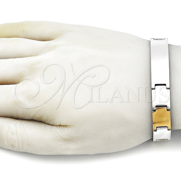 Stainless Steel Bracelet — Solid Bracelet Polished Two Tone 03. 12 MM — alternate product view — SKU 157976 | Acero Inoxidable brazalete — sólido Bracelet pulido Two Tone 03. 12 MM — SKU 157976