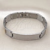 Stainless Steel Solid Bracelet, Polished, Two Tone, 03.114.0242.2.08 (12 MM Thickness, 9 Inches Length)