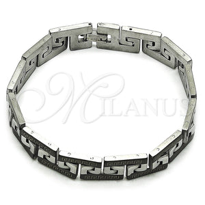 Stainless Steel Bracelet — Solid Bracelet Greek Key Design Polished Two Tone — main product view — SKU 157977 | Acero Inoxidable brazalete — sólido Bracelet Greek Key diseño pulido Two Tone — SKU 157977