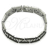 Stainless Steel Solid Bracelet, Greek Key Design, Polished, Two Tone, 03.114.0277.4.08 (11 MM Thickness, 8 Inches Length)
