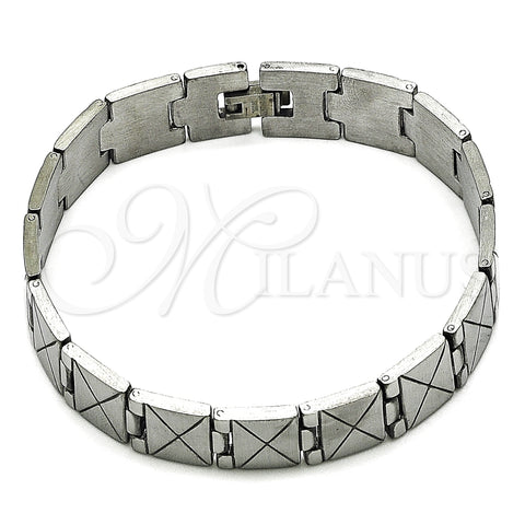 Stainless Steel Solid Bracelet, Polished, Steel Finish, 03.114.0305.09 (14 MM Thickness, 9 Inches Length)
