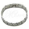 Stainless Steel Solid Bracelet, Polished, Steel Finish, 03.114.0305.09 (14 MM Thickness, 9 Inches Length)