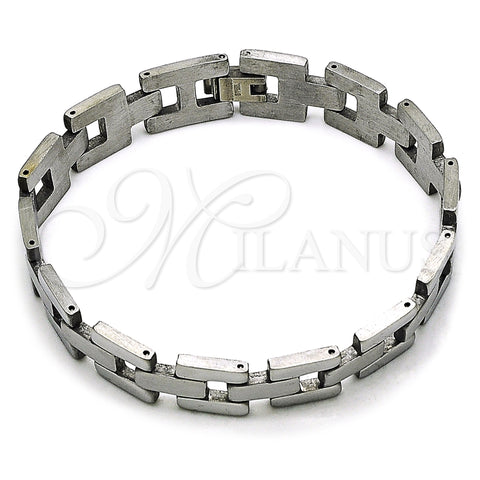 Stainless Steel Solid Bracelet, Polished, Steel Finish, 03.114.0306.2.09 (12 MM Thickness, 8 Inches Length)