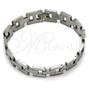 Stainless Steel Solid Bracelet, Polished, Steel Finish, 03.114.0306.2.09 (12 MM Thickness, 8 Inches Length)