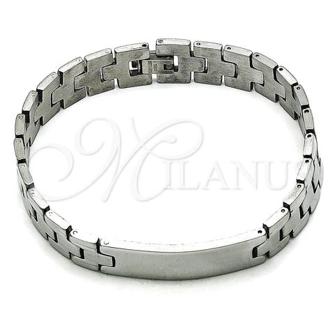 Stainless Steel Solid Bracelet, Polished, Steel Finish, 03.114.0343.1.09 (13 MM Thickness, 9 Inches Length)