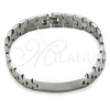 Stainless Steel Solid Bracelet, Polished, Steel Finish, 03.114.0343.1.09 (13 MM Thickness, 9 Inches Length)