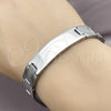 Stainless Steel Solid Bracelet, Polished, Steel Finish, 03.114.0376.3.08 (13 MM Thickness, 8 Inches Length)