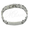 Stainless Steel Solid Bracelet, Polished, Steel Finish, 03.114.0376.3.08 (13 MM Thickness, 8 Inches Length)
