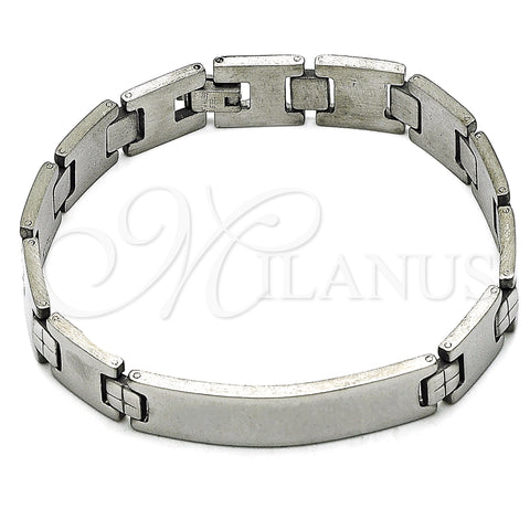 Stainless Steel Solid Bracelet, Polished, Steel Finish, 03.114.0245.2.09 (13 MM Thickness, 9 Inches Length)