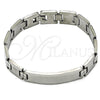Stainless Steel Solid Bracelet, Polished, Steel Finish, 03.114.0245.2.09 (13 MM Thickness, 9 Inches Length)