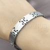 Stainless Steel Solid Bracelet, Polished, Steel Finish, 03.114.0265.1.08 (12 MM Thickness, 8 Inches Length)