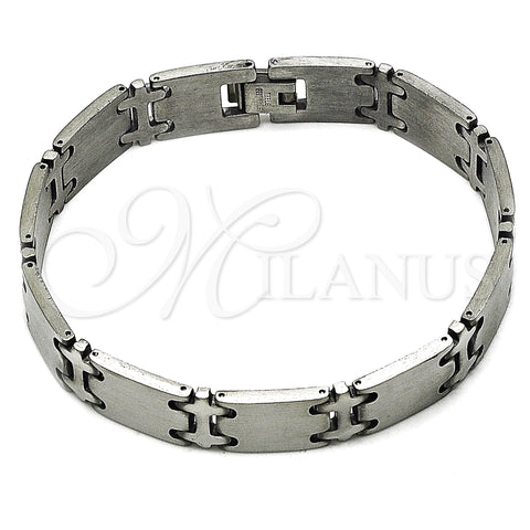 Stainless Steel Solid Bracelet, Polished, Steel Finish, 03.114.0265.1.08 (12 MM Thickness, 8 Inches Length)