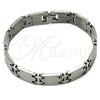 Stainless Steel Solid Bracelet, Polished, Steel Finish, 03.114.0265.1.08 (12 MM Thickness, 8 Inches Length)