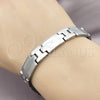 Stainless Steel Solid Bracelet, Polished, Steel Finish, 03.114.0372.2.08 (12 MM Thickness, 8 Inches Length)