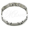 Stainless Steel Solid Bracelet, Polished, Steel Finish, 03.114.0372.2.08 (12 MM Thickness, 8 Inches Length)
