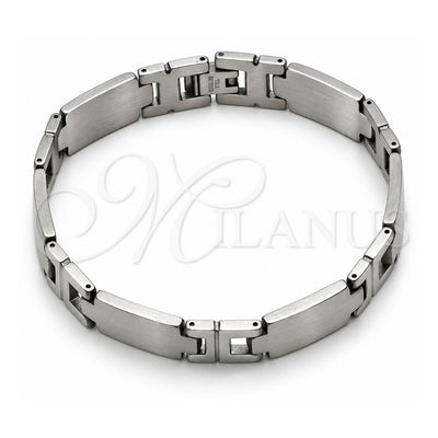 Stainless Steel Solid Bracelet, Polished, Steel Finish, 03.114.0340.2.08 (12 MM Thickness, 8 Inches Length)