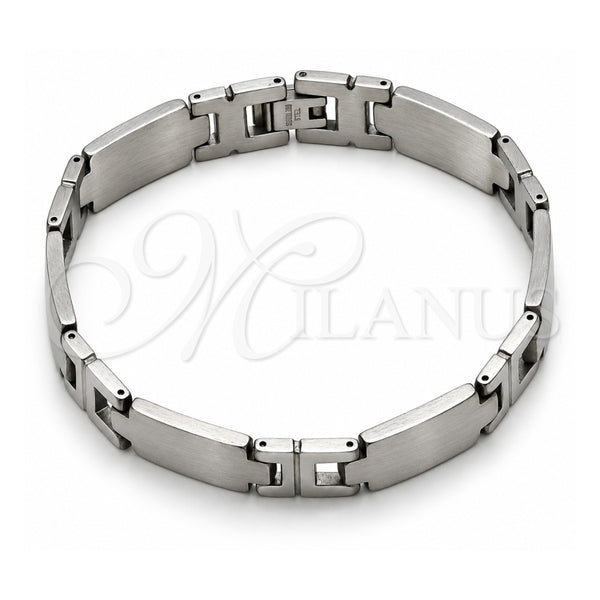 Stainless Steel Solid Bracelet, Polished, Steel Finish, 03.114.0340.2.08 (12 MM Thickness, 8 Inches Length)