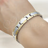 Stainless Steel Solid Bracelet, Polished, Two Tone, 03.114.0393.08 (12 MM Thickness, 8 Inches Length)