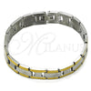Stainless Steel Solid Bracelet, Polished, Two Tone, 03.114.0393.08 (12 MM Thickness, 8 Inches Length)