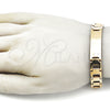 Stainless Steel Solid Bracelet, Polished, Golden Finish, 03.114.0394.08 (12 MM Thickness, 8 Inches Length)